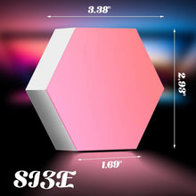 Load image into Gallery viewer, ODISTAR Hexagon Wall Light Panels (8 Pack)- Smart APP RGB Hexagonal LED Modular Lights with Remote Control,Music Sync Features for Gaming Rooms,Living Rooms, Bedrooms, DIY Enthusiasts and Gift Options
