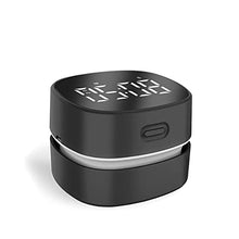 Load image into Gallery viewer, ODISTAR Counter Vacuum Cleaner,Mini Table dust Sweeper Energy with Digital Timer,Endurance up to 400 mins,360º Rotatable for Cleaning Rubber shavings,Crumbs Keyboard of Gifts for Kids(Black)