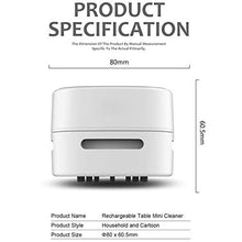 Load image into Gallery viewer, ODISTAR Desktop Vacuum Cleaner, Mini Table dust Sweeper Energy Saving,High Endurance up to 400 mins,360º Rotatable Design for Keyboard/Home/School/Office (White Charging)