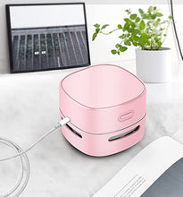 Load image into Gallery viewer, ODISTAR Desktop Vacuum Cleaner, Mini Table dust Sweeper Energy Saving,High Endurance up to 400 mins,360º Rotatable Design for Keyboard/Home/School/Office (Pink Charging)