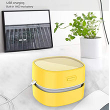 Load image into Gallery viewer, ODISTAR Desktop Vacuum cleaner,Mini table dust sweeper Energy Saving with auto power-off function,High endurance up to 400 mins,Cordless&360º Rotatable Design for Keyboard/Home/Offic (Yellow charging)