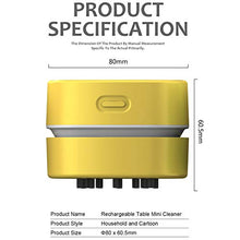 Load image into Gallery viewer, ODISTAR Desktop Vacuum cleaner,Mini table dust sweeper Energy Saving with auto power-off function,High endurance up to 400 mins,Cordless&360º Rotatable Design for Keyboard/Home/Offic (Yellow charging)