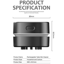 Load image into Gallery viewer, ODISTAR Desktop Vacuum Cleaner,Mini Table dust Sweeper Energy Saving,High Endurance up to 400 mins,Cordless&360º Rotatable Design for Cleaning Hairs,Crumbs,Computer Keyboard (Black Charging)