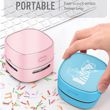 Load image into Gallery viewer, ODISTAR Desktop Vacuum Cleaner, Mini Table dust Sweeper Energy Saving,High Endurance up to 400 mins,360º Rotatable Design for Keyboard/Home/School/Office (Pink Charging)