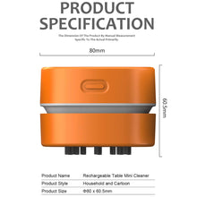 Load image into Gallery viewer, ODISTAR Desktop Vacuum cleaner,Mini table dust sweeper Energy Saving with auto power-off function,High endurance up to 400 mins,Cordless&360º Rotatable Design for Keyboard/Home/Office(orange charging)