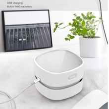 Load image into Gallery viewer, ODISTAR Desktop Vacuum Cleaner,Mini Table dust Sweeper Energy Saving with auto Power-Off Function,High Endurance up to 400 mins,Cordless&360º Rotatable for Keyboard/Home/Office (White Charging)