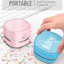 Load image into Gallery viewer, ODISTAR Desktop Vacuum Cleaner, Mini Table dust Sweeper Energy Saving,High Endurance up to 400 mins,360º Rotatable Design for Keyboard/Home/School/Office (Pink)