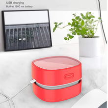 Load image into Gallery viewer, ODISTAR Desktop Vacuum Cleaner,Mini Table dust Sweeper Energy Saving,High Endurance up to 400 mins,Cordless&360º Rotatable for Cleaning Hairs,Crumbs,Computer Keyboard of Kids Gift(Red Charging)