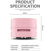 Load image into Gallery viewer, ODISTAR Desktop Vacuum Cleaner, Mini Table dust Sweeper Energy Saving,High Endurance up to 400 mins,360º Rotatable Design for Keyboard/Home/School/Office (Pink)