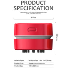 Load image into Gallery viewer, ODISTAR Desktop Vacuum Cleaner,Mini Table dust Sweeper Energy Saving,High Endurance up to 400 mins,Cordless&360º Rotatable for Cleaning Hairs,Crumbs,Computer Keyboard of Kids Gift(Red Charging)