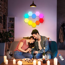 Load image into Gallery viewer, Hexagonal Wall Light Modular Touch Sensitive Lights Creative Geometry Assembly LED Hexagon Lights Suitable for Iving Room,Bedrooms ,DIY Lovers, Gifts (10 Pack)
