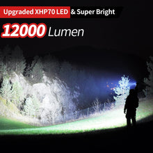 Load image into Gallery viewer, YXQUA XHP70 12000 Lumen Flashlight, Super Bright USB Rechargeable Flashlight, Powerful LED Flashlight with High Lumen, 5 Modes for Emergency, Hiking, with Holster
