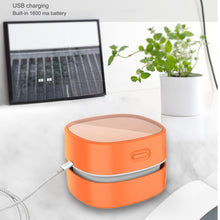 Load image into Gallery viewer, ODISTAR Desktop Vacuum cleaner,Mini table dust sweeper Energy Saving with auto power-off function,High endurance up to 400 mins,Cordless&amp;360º Rotatable Design for Keyboard/Home/Office (orange charging)
