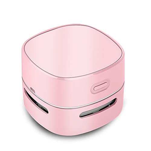 ODISTAR Desktop Vacuum Cleaner, Mini Table dust Sweeper Energy Saving,High Endurance up to 400 mins,360º Rotatable Design for Keyboard/Home/School/Office (Pink Charging)