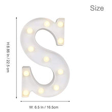 Load image into Gallery viewer, ODISTAR LED Light Up Marquee Letters, Battery Powered Sign Letter 26 Alphabet with Lights for Wedding Engagement Birthday Party Table Decoration bar Christmas Night Home,9’’, White (S)
