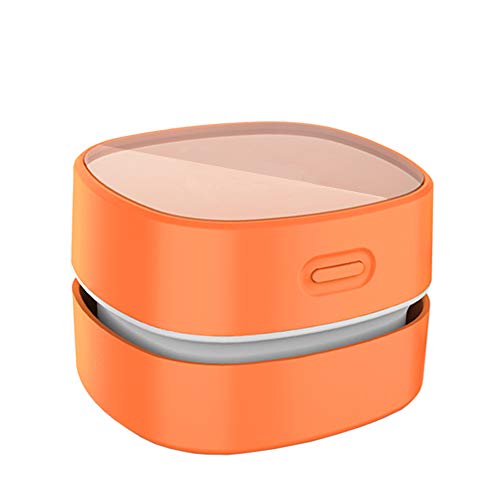 ODISTAR Desktop Vacuum cleaner,Mini table dust sweeper Energy Saving,High endurance up to 400 mins,Cordless&360º Rotatable Design for Cleaning Hairs,Crumbs,Computer Keyboard of gifts for kids (orange)