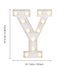 Load image into Gallery viewer, ODISTAR LED Light Up Marquee Letters, Battery Powered Sign Letter 26 Alphabet with Lights for Wedding Engagement Birthday Party Table Decoration bar Christmas Night Home,9’’, White (Y)
