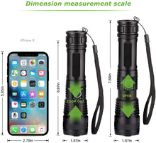 Load image into Gallery viewer, 10000 Lumen Rechargeable Tactical Flashlight, Bright Flashlight with 5 Modes, Waterproof, Zoomable, XHP50 LED for Hiking Hunting Camping Emergency Outdoor Sport
