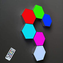 Load image into Gallery viewer, ODISTAR Remote Control Hexagon Wall Light,Smart Wall-Mounted Touch-Sensitive DIY Geometric Modular Assembled RGB led Colorful Light with USB-Power,Used in Bedroom,Living Room Decoration (6-Pack)
