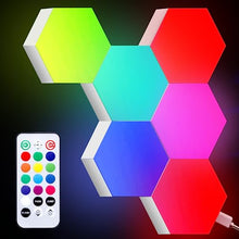 Load image into Gallery viewer, ODISTAR Remote Control Hexagon Wall Light,Smart Wall-Mounted Touch-Sensitive DIY Geometric Modular Assembled RGB led Colorful Light with USB-Power,Used in Bedroom (RGB)
