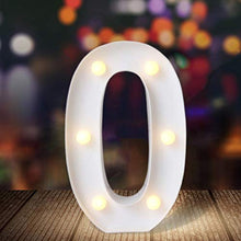 Load image into Gallery viewer, ODISTAR LED Light Up Marquee Letters, Battery Powered Sign Letter 26 Alphabet with Lights for Wedding Engagement Birthday Party Table Decoration bar Christmas Night Home,9’’, White(0)
