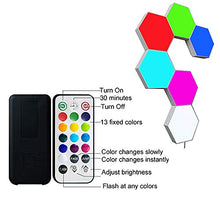 Load image into Gallery viewer, ODISTAR Remote Control Hexagon Wall Light,Smart Wall-Mounted Touch-Sensitive DIY Geometric Modular Assembled RGB led Colorful Light with USB-Power,Used in Bedroom,Living Room Decoration (6-Pack)
