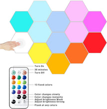 Load image into Gallery viewer, Hexagonal Wall Light Modular Touch Sensitive Lights Creative Geometry Assembly LED Hexagon Lights Suitable for Iving Room,Bedrooms ,DIY Lovers, Gifts (10 Pack)
