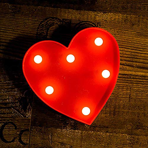 ODISTAR LED Marquee Lights Heart Shaped LED Plastic Light Up Sign for Night Light Wedding Birthday Party Battery Powered Christmas Lamp Home Bar Decoration