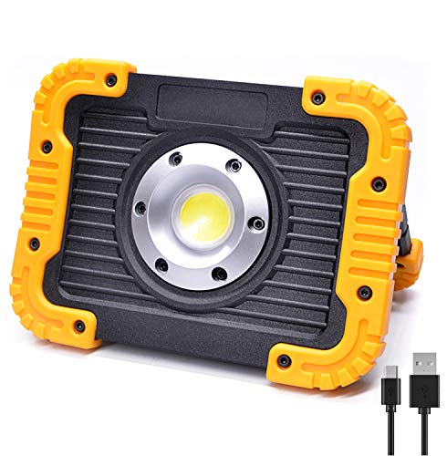 ODISTAR 20W LED Rechargeable Work Light,Portable Cordless Hand Held Shop Light with Stand,3 Modes Flood Emergency Light,Built-in 4400MA Lithium Battery Power Bank,for Construction Site