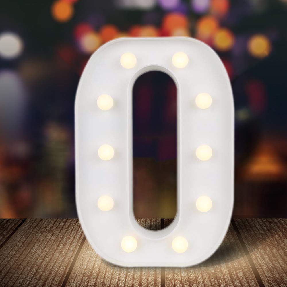 ODISTAR LED Light Up Marquee Letters, Battery Powered Sign Letter 26 Alphabet with Lights for Wedding Engagement Birthday Party Table Decoration bar Christmas Night Home,9’’, White (O)