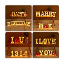 Load image into Gallery viewer, ODISTAR LED Light Up Marquee Letters, Battery Powered Sign Letter 26 Alphabet with Lights for Wedding Engagement Birthday Party Table Decoration bar Christmas Night Home,9’’, White (T)
