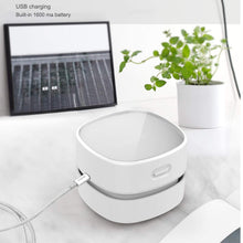 Load image into Gallery viewer, ODISTAR Desktop Vacuum Cleaner,Mini Table dust Sweeper Energy Saving with auto Power-Off Function,High Endurance up to 400 mins,Cordless&amp;360º Rotatable for Keyboard/Home/Office (White Charging)
